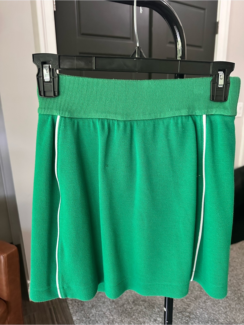 SPANX Green Knit Mini Skirt with White Piping
